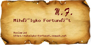 Mihályko Fortunát névjegykártya