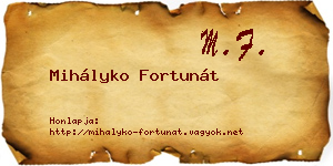 Mihályko Fortunát névjegykártya